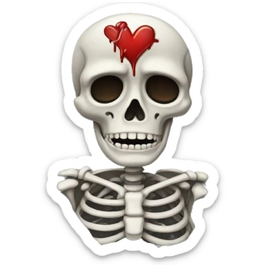 Skeleton broken heart  sticker