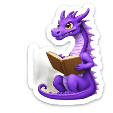 purple dragon holding book sticker
