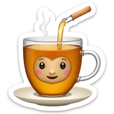 cup of tea with ginger root sticker