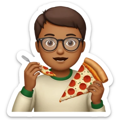 pizza take-out with glassess  sticker