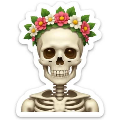 skeleton man with flower crown sticker