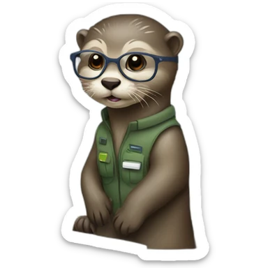 female vet otter with glasses use a macbook sticker