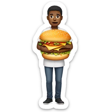 person with a burger as a stomach  sticker