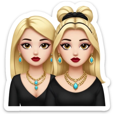 Boujy baddie best friends, fair skin, trendy heavy makeup sticker