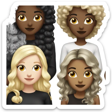 Black girl black hair and white blonde girl party sticker