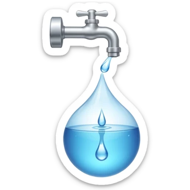 a tap with a small water droplet at the end sticker