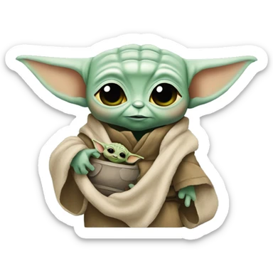 baby yoda holding an avatar doll sticker