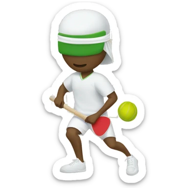 White person blindfolded playing pickle ball sticker