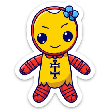 carolina blue and red voodoo doll sticker