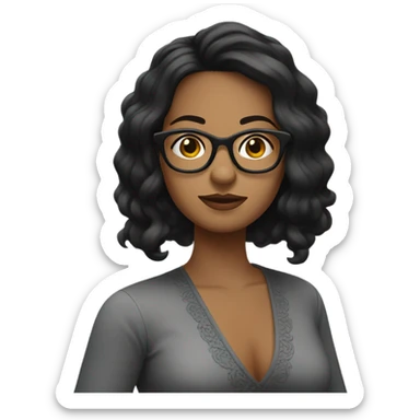 MUJER TRIGUEÑA CON CABELLO NEGRO CORTO Y LENTES  sticker