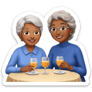 conversación dentro de un restaurant  dos personas y una de las persoans sea una abuela y el otro un adulto de 27 años sticker