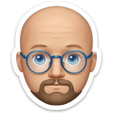 Bald man with glasses and chin puff beard sticker