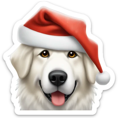 Great Pyrenees wearing a Santa hat sticker