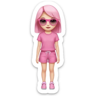 A beautiful asthethic cute girl with full body of clothes pink girly with cute sunglasses sticker