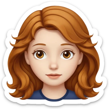 create a girl with wavy golden brown hair, brown eyes and pale skin sticker