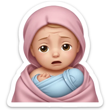 crying swaddled baby sticker