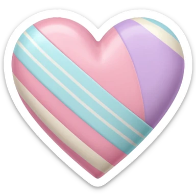 pastel heart with a soft candy stripe sticker