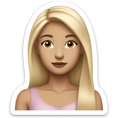 blonde girl with straight hair and a very pretty face. wearing long eyelashes and very subtle makeup  sticker
