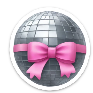 Disco ball with a pink bow on top sticker