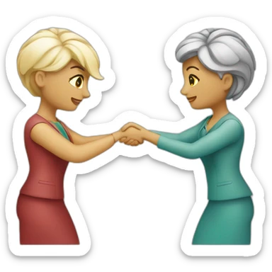 two white business women with different hair colors shaking hands sticker