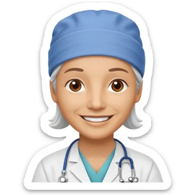 older doctor with scrub cap on sticker