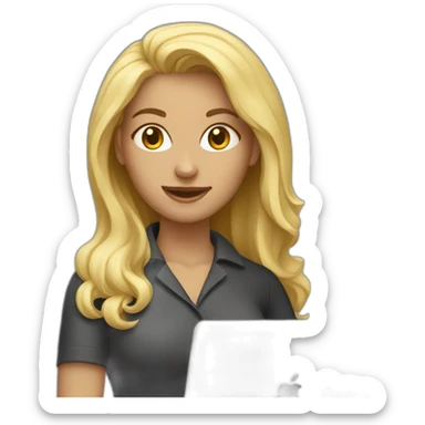 blonde female software engineer using Macbook sticker