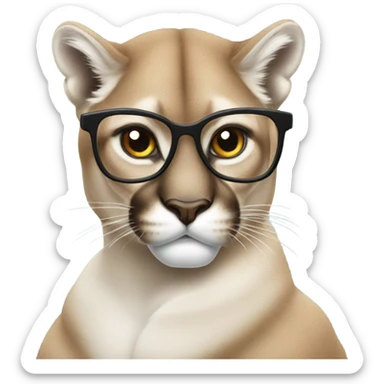 Cougar wearing glasses sticker
