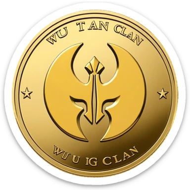 Wu-Tang Clan logo on a gold coin sticker