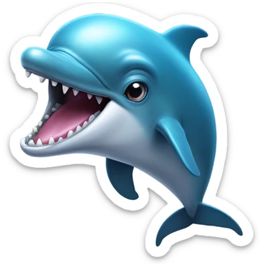 Freaky dolphin emoji with tongue sticker