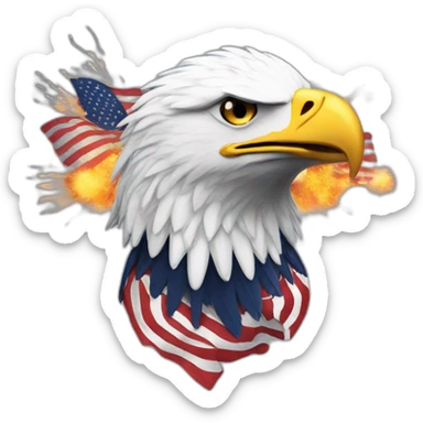 American eagle with explosions and American flag sticker