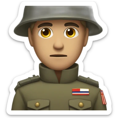 scary thousand yard soldier stare face sticker