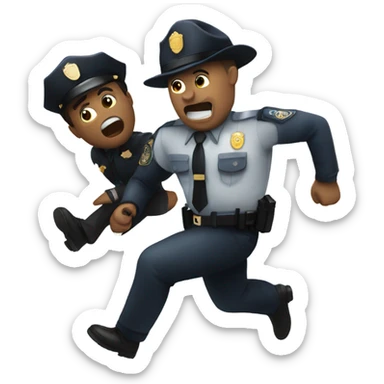 cop chasing criminal sticker