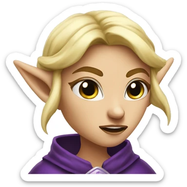 Noble female Elf with Elf ears and blonde hair and purple robes Angry angry angry expression sticker