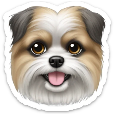 Pomeranian Shih Tzu mix with gray and black fur and black eyes sticker