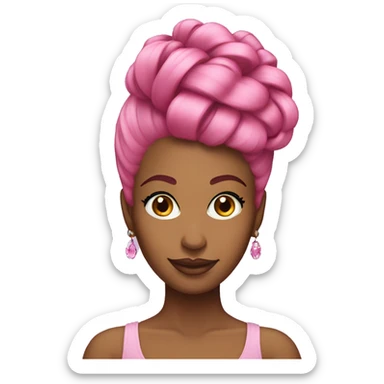 Pink up do hairstyle on African American woman  sticker