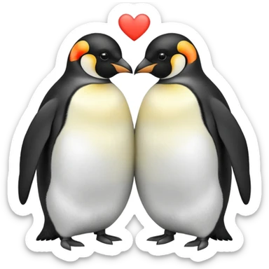 2 emperor penguins facing each other making a heart but no heart emoji sticker