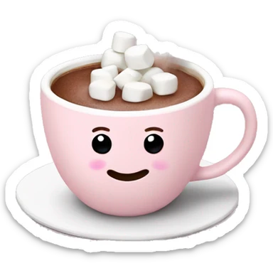 Light Pink mug of hot chocolate with marshmallows  sticker