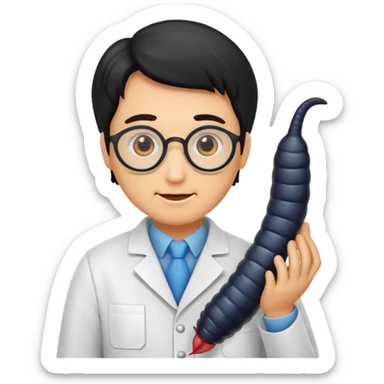 scientist with leech sticker
