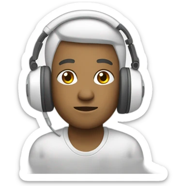 heachache with white headphone sticker