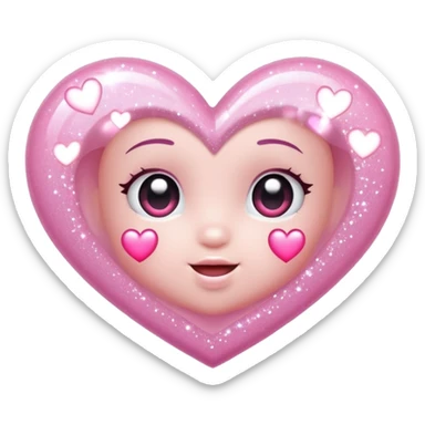 baby pink glitter sparkling shiny with heart shapes sticker