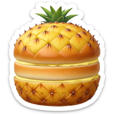 Chinese pineapple bun (Bo Lo Bao) with crusty top sticker