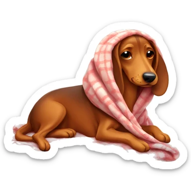  teckel sleeping with a blanket sticker