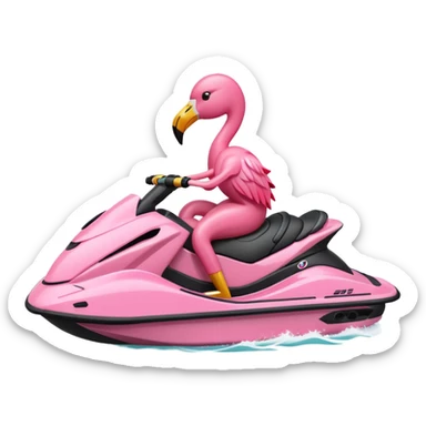 Flamingo riding a jetski sticker