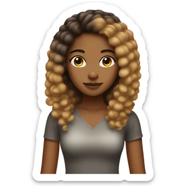 Tan girl with ombré afro sticker
