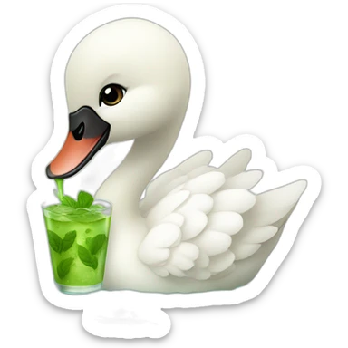 baby swan drinking mojito sticker