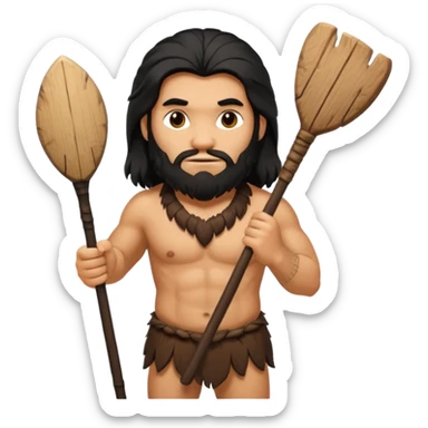 CAVERNÍCOLA con su palo en la mando y recargado en el hombro  sticker