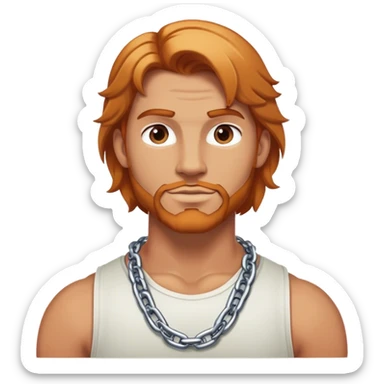 Buff man selfie with thick chain link necklace and reddish blonde hair  sticker
