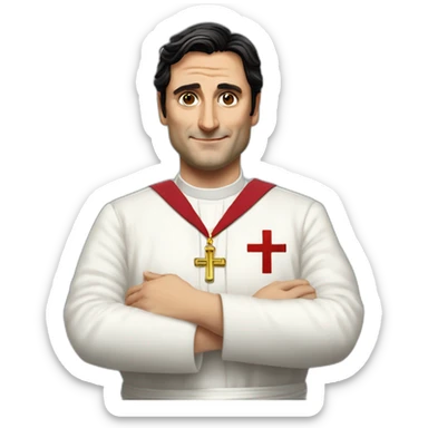 Andrea Montella seriously blessing like the pope with the arm with doctor dress sticker