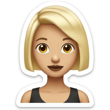 Girl with blonde bob cut and olive eyes with pink lips sticker