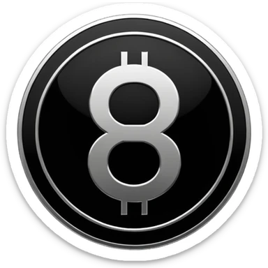 Emoji icon of a metal coin with engraved number 8, minimalist style, isolated, only black color sticker